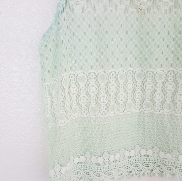 Robin K mint boho lace tank top - Picture 3 of 6